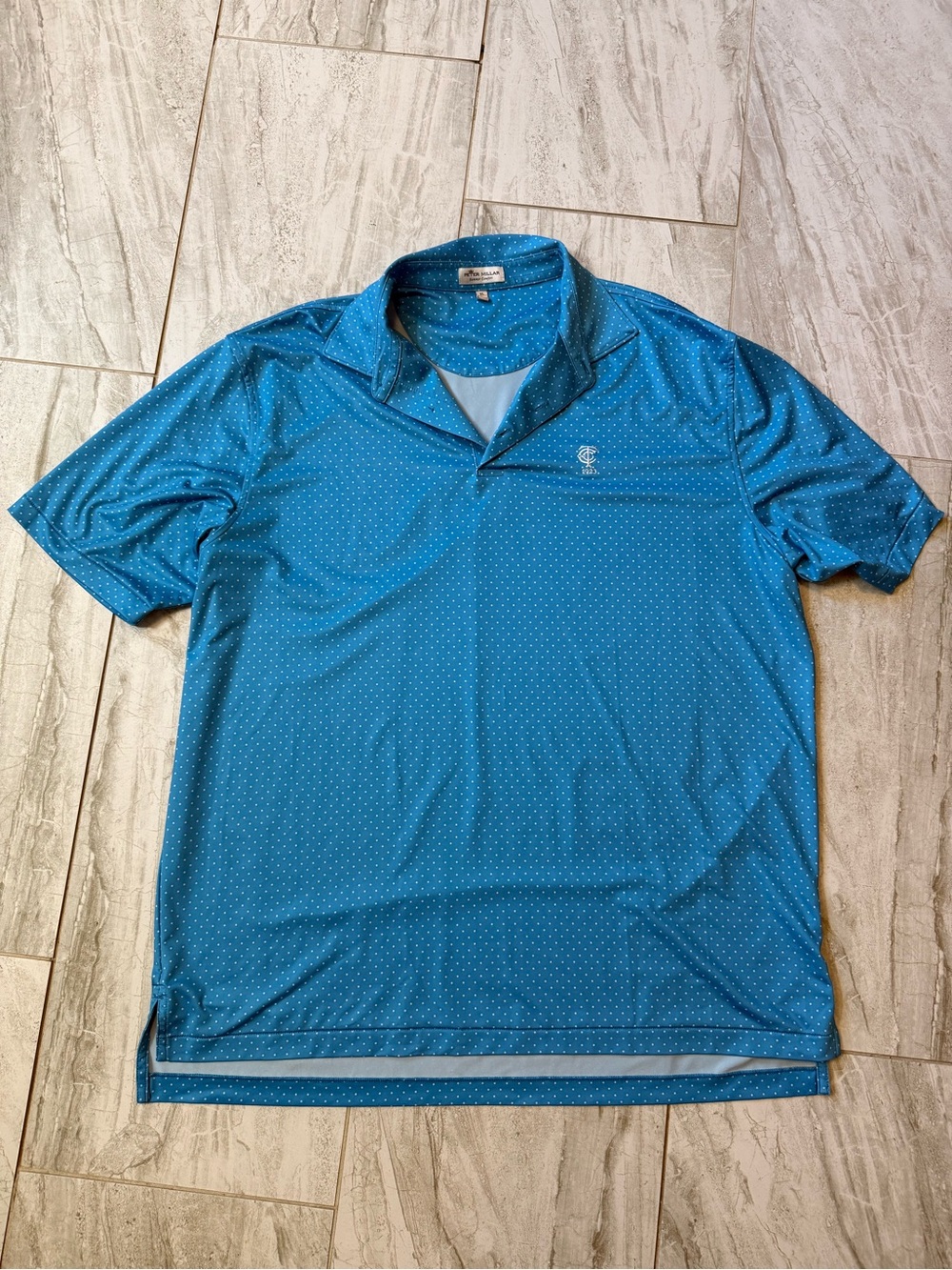 Peter Millar Teal Blue Microdot Performance Polo